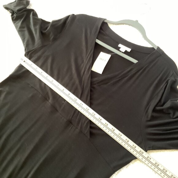 NWT J.Jill Black Midi Dress Size L Stretchy Knit Rayon Crossover Casual Surplice - Picture 6 of 12